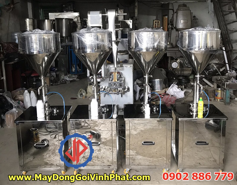 Máy chiết rót định lượng Vĩnh Phát 100% bằng inox 304 không gỉ