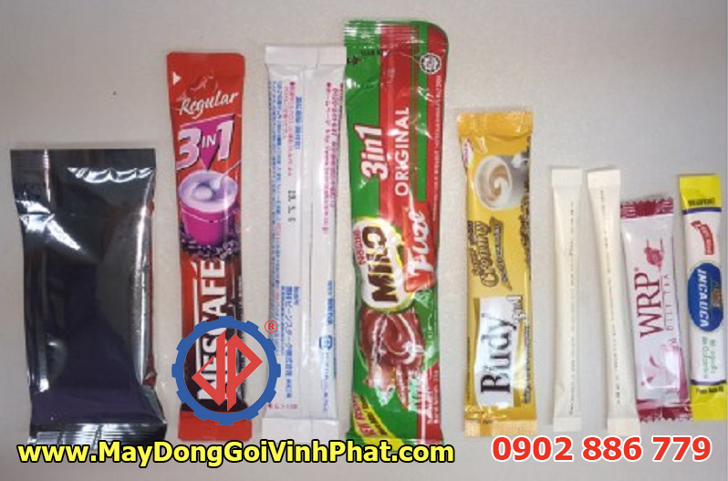 Một số mẫu bao bì của máy đóng gói stick Vĩnh Phát cho đường que, cafe, gia vị, tương ớt...